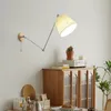 Wall Lamp Fabric Pleated Lamps Retractable Folding Dining Table Minimalist Modern Bedroom Bedside Reading Lights Solid Wood