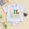 T-shirts 2024-01-11 Lioraitiin Summer Toddler Baby Boy T-shirts Rompers Big Bro Bro Broidered Letter Crewneck Short Sleeve Tops 240410