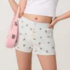 Shorts femininos verão doce lounge floral para mulheres casuais elástico médio calças curtas calças curtas