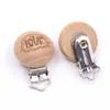 5pcs 30mm Love Heart Beech Wooden Clips Baby Pacifier Clip Holder Infant Soother Clasps Natural Wood Baby Pacifier Accessories