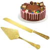 2Pcs Gold Cutlery Stainless Steel Cake Knife Long Handle Shovel Luxury Royal Pizza Dessert Kitchen Tool Tableware 240407