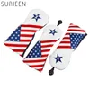 3 PCs PU Golf Wood Headcover mit USA America Flaggenstil für 1 Golffahrer Cover 2 Fairway Club Head Cover Golf Accessoires