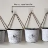 Retro Mini Metal Buckets Flower Pot Wall Hanging Flower Pot Plant Pots Basket Holder Home Balcony Garden Decoration