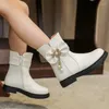 Buty yqbtdl moda 2024 Dzieci zima róża biała bowtie słodkie dziewczyny lolita buty księżniczka niski obcasy kryształowe kostki bota dzieci