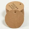 100pcs 4,3 cm rond Hangage Hang Tag Kraft Papier de remerciement étiquette d'étiquette cadeau pour le mariage / bonbons / bébé Gift Products Tag Package