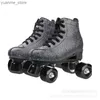 Roller em linha patins novo estilo de couro artificial roll skates sapatos patins homens homens dupla linha led lumin 4 rodas pu abec-7 82a skate y240410