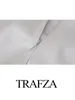 Robes de travail Trafza 2024 Spring Women Fashion 2 Piec Suite Texture Satin Satin Solid Top Pleas Wild Chic Elegant Female Long Jupe