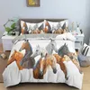 Horse Head Duvet Cover Set King Queen Size Horse Wild Animals Pattern Polyester Comforter Cover King Queen Size for Kid Boy Girl