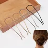 Nouveau métal Hair Sticks Bun Hairpins Simple Gold Couleur en U-Shape Updo Hair Fork Clips Femmes Styling Tools Accessoires Cadeaux