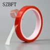 SZBFT 2Rolls 1mm ~ 5mm*5m starkt husdjurslim Röda film Clear Double Sided Tape Inget spår för telefon LCD -skärmfri frakt