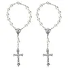 Charm Bracelets 2PCS Pearls Bead Rosary Crucifix For Cross Pendant Catholic Party Favo