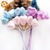 10 piezas/lote colorido de flores artificiales Bunch Heart/Star Diy Accesorios de cabeza de bricolaje Festival de bodas Suministros de decoración de la mesa del hogar