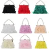 Sacs de soirée sacs à plumes de luxe et sacs à main pour les femmes de fête de fête de fête d'épaule de perle de concepteur de concepteurs 12 couleurs