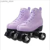 Inline Roller Skates Roller Skates Shoes Inline Skating Quad Adult Double Row Roller Shoes Patins Sliding Sneaker Beginner Microfiber Leather Shoes Y240410