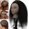 Cabeza de maniquí africano con cabello real Afro Heads Professional Testing Training Traint Barber Hairdressing Herramientas pelucas