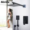 Monite Ultra-Shin LED SHAND SANDAUCET أسود Matte 8 10 12 بوصة مثبتة على الحمام هطول الأمطار غير اللامع الأسود.