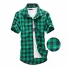 Camisa xadrez vermelha e preta Men camisas 2024 Summer Fashion Chemise Homme mass camisas xadrez de manga curta Men Blouse 240410