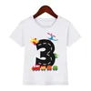 T-shirts Childrens Transportation Birthday T Shirt Trains Vehicle Print Graphic 2-4 Yrs Baby Boys T-shirts Party Clothes Gift 240410