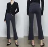 Dżinsy damskie szczupłe spodnie dżinsowe w talii moda moda moda dama solidna ciemnościenna szara