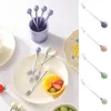 Forks Stainless Steel Fruit Dessert Dinner With Round Ceramic Handle Table Kitchen Accessories
