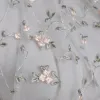 Biała beżowa siatka haftowa koronkowa tkanina Róża Mała kwiat liści odzieżowe