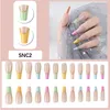 Sisful Long Coffin 24 Pieces Press On Nails Set, Inkludera nagelim, gelélimtejp, alkohol bomull, nagelfil, nagelbandpinne