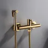 Zwart chroom bidet kraan messing douchekraan wandmontage koude warme water mixer kraan rosé gouden douche splayer hoofd kraan