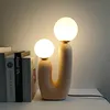 Green Pink Resin Double Frosted Glass Ball Table Lamp Nordic Creativity Bedroom LED Lighting Study Living Room Decor Desk Lamp
