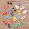 30pcs 8 * 15 mm 10color Metal Kc Gold Drop Huile Small Cat Charms Animal Pendant For DIY Bracelet Collier Bijoux