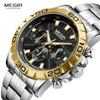 Armbandsur Megir Men's Business Chronograph Quartz Watches Watertproof Luminous Army Arm Wristwatch Watch Man Relogios Masculino Clock 2087