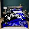 Game dekbedovertrek set voor kind tiener videogame controller king size dekteromslag microfiber zwarte en groene gamepad quilt cover