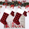 Świąteczne pończochy Torba Red Balck White Plaid Socks Wesołych Świąt Dekoracje Navidad Nowy rok domowy kominek wystrój drzewa