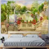 Balcony City Castle Hill Green Plant Paysage Prince Tapestry Mur hippie pas cher accroché Bohemian Wall tapisseries