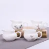 Chinese Tea Set Accessory, Chahai Fair Mug, Tea Devider, Small Ceramic Pitcher, Eagle Mouth Tea Cup, Coffee Milk Jug Matte White