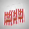 6pcs Circus Blanc Red Strpe Paper Sacs avec manche Candy Kids Carnival Gift Birthday Handsbag Home Baking Packaging Favoris