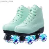 Inline Roller Skates 2023 Purple Blue Pink Leather Roller Skates Shoes Patines Sliding Double Row Quad Sneakers Training Row 4 Flash Skate Shoes Y240410