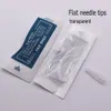 50pcs Flat Needle Tips Transparent/ White Flat Needle Caps For Permanent Makeup Mosaic/Dragon/Merlin Tattoo Machine