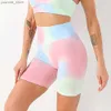 Trajes de yoga Nuevo Tie Dye Cintura alta sin costura Sports Shorts Fitness Leggings Leggings Women Women Scrunch Butt Booty Gyts y240410