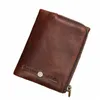 Contact's echte lederen portefeuilles voor mannen Korte tweevoudige vintage vintage heren portemonnee luxe merk Zip Coin portemonnees kaarthouders mey clip p8bz#