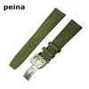 21 mm New Black Green Nylon and Leather Watch Band Band pour IWC Watches296F