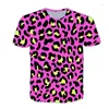 Men's T Shirts Summer 3D Printing Leopard Print O-Neck Short-Sleeved Sports Casual T-Shirt