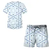 Parcours masculins Fashion 3D T-shirts d'été à imprimé de style japonais Suit des hommes T-shirt Streetwear Tops Shorts Ensembles de jogging 2 pièces Sport