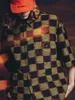 남성용 캐주얼 셔츠 디자이너 24 스타일의 이른 봄 편지 자카드 체크 무늬 재킷 짧은 슬리브 옷깃 셔츠 캐주얼 패션 남자와 여자 셔츠 mt7u