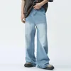 Męskie dżinsy 2024 Mężczyźni Niebieski Rozkloszowany wiosna jesienna luźne luźne spodnie w lupgy dżinsowe spodnie