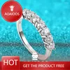 Anillos de racimo dring 0.7ct 3 mm piedra muda moissanite para mujeres s925 plateado diamantes de boda de la banda anillo apilable regalo de oro blanco