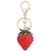 Red Strawberry Lovely Glass Pendant Car Purse Bag Key Chain Chain Jewelry Gift Series Fruit New Fashion Keychain Trendy Unisex216H