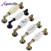 Apstelle Zinc Ceramic Kitchen Drawer Pulls Wardrobe Furniture Handle Vintage Flower Cabinet Cupboard Hardware Ivory White Bronze