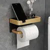 Porte-papier de salle de bain espace porte-roule en aluminium Téléphone Blackgold Shelf Phone Mobile Talon Rack Portez du papier toilette Porte-tissus