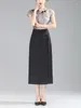 Skirts Vintage Elegant Jacquard Black High Waist Bodycon Straight Long Skirt Women 2024 Spring Summer Slim Fit Pencil 4XL 93167