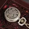 Pocket horloges Creative Hollow Flower -Quarts Pocket met trui ketting sieradenzak op kettingstudenten geschenken Y240410